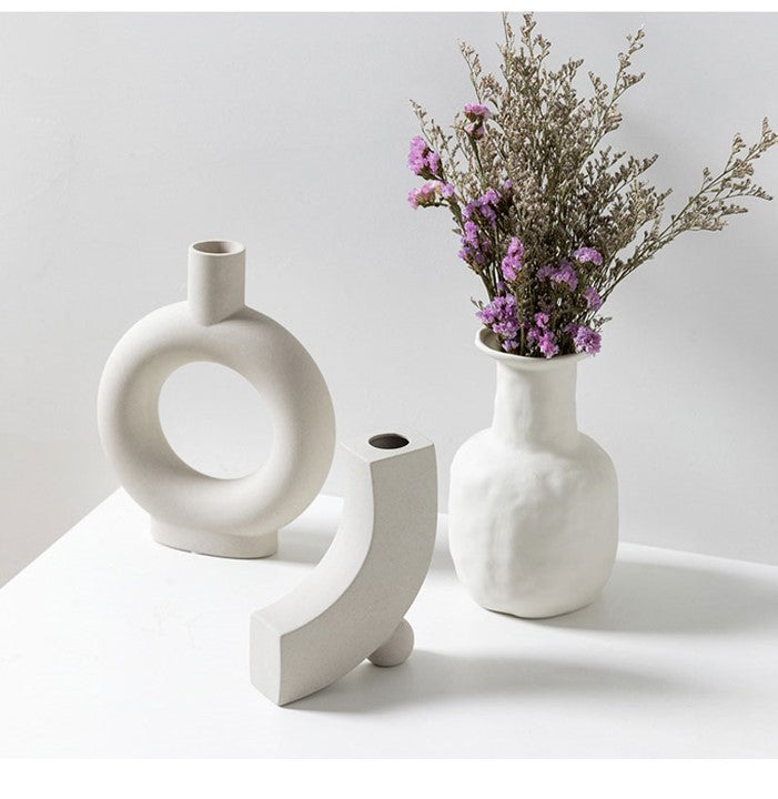 White Nordic Vase. Minimalist Flower Vase. Chic Home Decor Idea. WickedYo